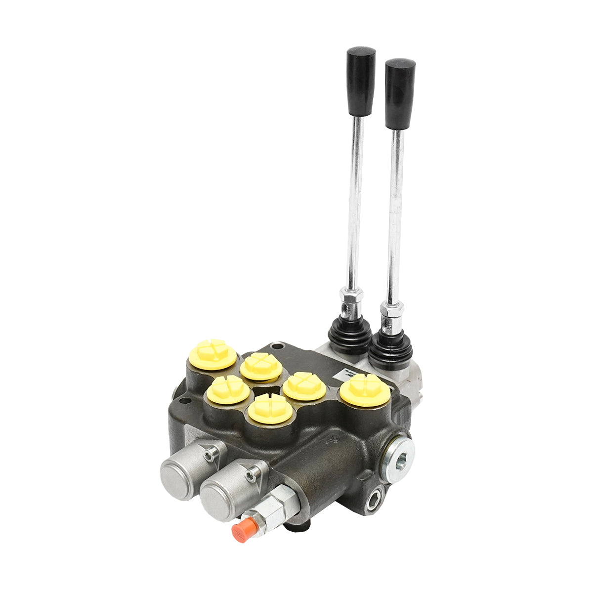 Hydraulic distributor with 2 levers, flow rate 80L/min with included lever and reduction -15 /+80 Breckner Germany